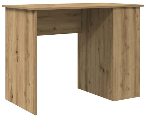 QJBSAVVA Schreibtisch Artisan-Eiche 100x55x75 cm Computertisch mit 2 Fächern Stabiler Bürotisch Modernes Design Holzwerkstoff Arbeitstisch für Home Office und Arbeitszimmer
