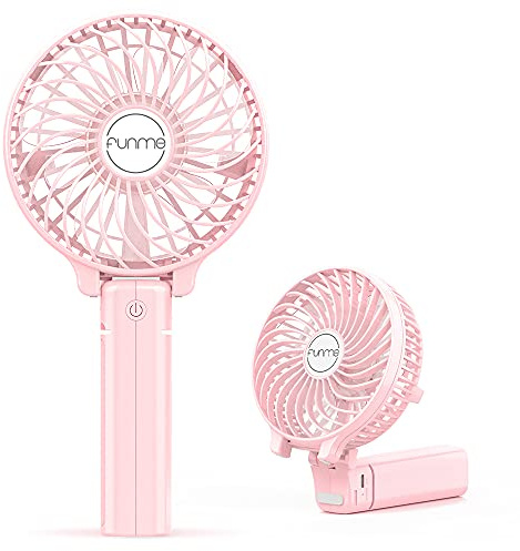 Funme Mini ventilateur portatif avec batterie rechargeable USB et 3 vitesses pour le bureau, la maison, les voyages et les activités de plein air 2600mAh Rose