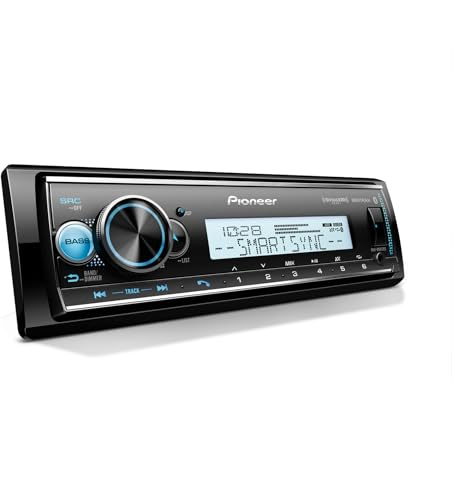 Pioneer MVH-MS512BS Marine Digital Media Receiver – Bluetooth, SiriusXM, USB, FLAC, Conformal Coating, Color Change, White Display for Outdoor, AM/FM Radio, Hi-Volt RCA, iPhone/Android Compatible