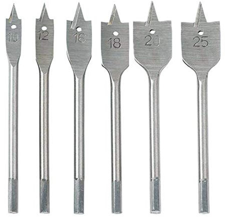 SUPERTOOL Flache Holzbohrer, 5 Stück (32 mm) Flachbohrer, Holzbearbeitung, Dreipunkt-Flachbohrer für elektrische Bohrmaschinen, Tischbohrmaschinen und wiederaufladbare Bohrer.
