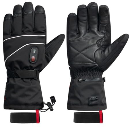 G-HEAT - Gants de Ski Evo-2 - Mixtes - Tactiles - Paume Cuir - Imperméables - Coupe-Vent - Leash Amovible - Usage : Sports d'hiver. Fournis avec 1 Paire de Batteries et câble de Recharge