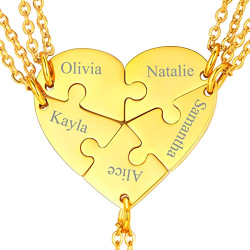 FaithHeart personalisierte Puzzle Anhänger DIY Namenskette aus Edelstahl BFF Freundschaftskette Familienkette mit Gravur Puzzle Kette für 2/3/4/5/6/7/8
