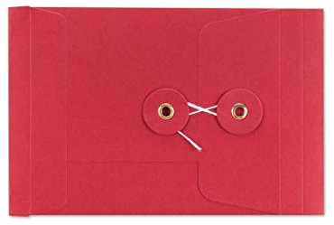 Umschlag C5, 229 x 162 mm + 25 mm Falte, Rot, Bindfadenverschluss, Japanverschluss, Kuvert, Kraftpapier - 10er Pack