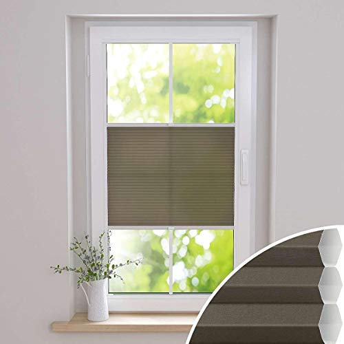 Gardinen21 Duette Wabenplissee zum Kleben | Waben Plissee ohne Bohren im Wunschmaß | Maßgefertigt für Türen & Fenster | Lichtdurchlässig, Sichtschutz und Schallschutz