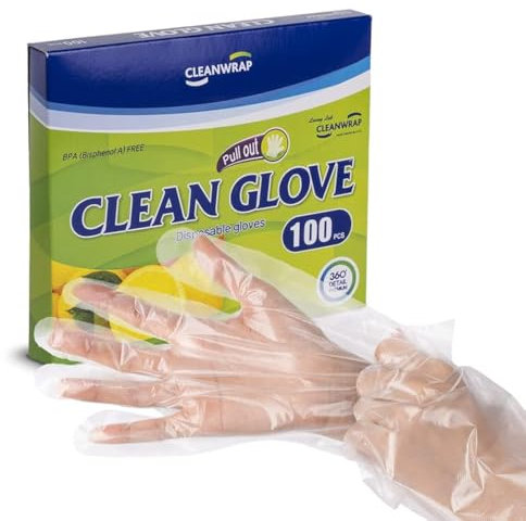 Lot de 100 gants jetables en polyéthylène basse densité sans BPA - Transparents - Manipulation des aliments - Gants de ménage - Gants de ménage - Gants jetables
