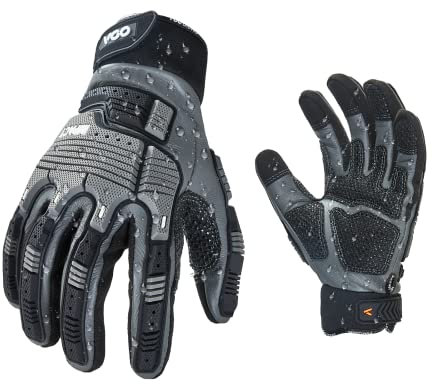 Vgo... Guanti Lavoro Antivibrazione Uomo, Guanti Meccanico Resistente per Edilizia Magazzino Camionista Lavoro Pesante Anti-impatto(L,Grigio,1 paio)