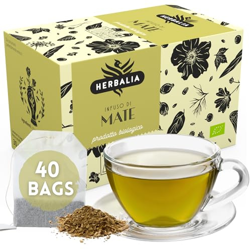 HERBALIA - Mate en Bolsitas, Caja de Té Mate con 40 Bolsitas sin Grapas, 60 gr. para Infusiones y Tés Idea de Regalo