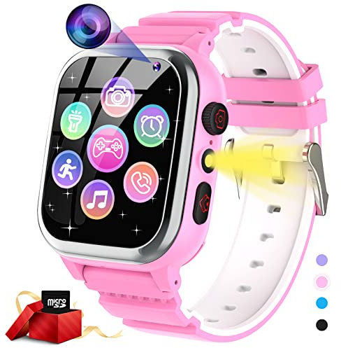 JUBUNRER Orologio Smartwatch Bambini 26 Giochi Telefono Contapassi Calorie SOS Orologio Bambina Bambino Fotocamera HD Lettore Musicale Video Regalo Ragazza 3-12 anni Regali Natale Compleanno