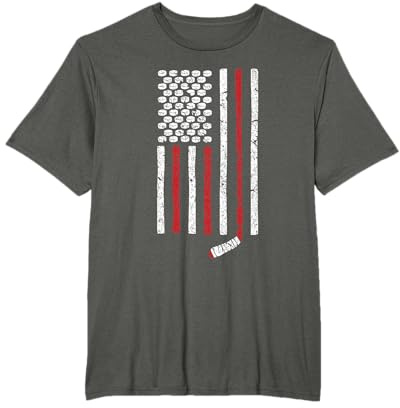 Hockey Stick and Puck American Flag T-Shirt