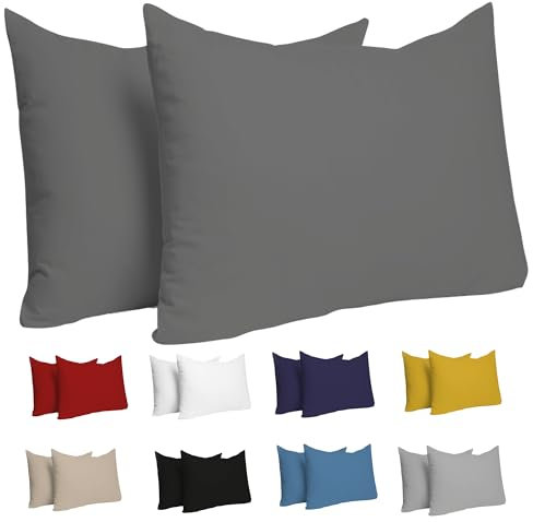 Dreamzie Kissenbezug 30x50 (Set mit 2) - 100% Jersey Baumwolle 150 g/qm Kissenbezüge -Anthrazit - Für Kissenbezug 50x30 cm - Kissenhülle - Resistent und Hypoallergen