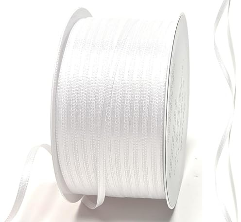 s.dekoda Satinband 50m x 3mm Weiß Schleifenband Dekoband Satin
