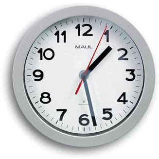 Horloge murale Maul Step RC Ø20x5cm en plastique argent / blanc