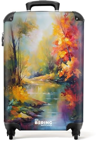 NoBoringSuitcases.com® Valise Chariot à Bagages à Main Paysage - Peinture à l'huile - Rivière - Colorée Cabine imprimé 55x35x25 cm Valise de Voyage - Trolley
