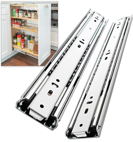 Heavy Duty Drawer Slides Full Extension Runners 12 14 16 18 20 22 24 26 28 30 32 34 36 38 40 Inch Side Mount Rails for Drawer Capacity 136 lb 1 Pair