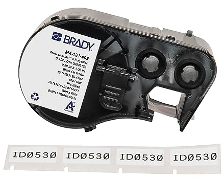 Brady Etichette in Poliestere FreezerBondz™ per Stampante Etichette BMP41/BMP51/BMP53/M511 - 180 Etichette Industriali Adesive - Nero su bianco (25,40 mm (L) x 12,70 mm (A)) - M4-131-492