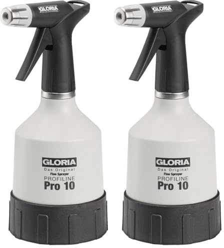 GLORIA Handsprüher Pro 10 | 1,0 L Sprühflasche mit Doppelhubpumpe| Für Industrie und Handwerk | Stufenlos verstellbare Düse | Ölfest (Packung mit 2)