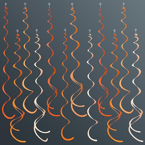 36Pcs Orange Hanging Swirl Decorations Ombre Orange Felt Swirl Streamer Spiral Ceiling Garland for Fall Autumn Harvest Thanksgiving Birthday Wedding Baby Shower Bachelorette Party Supplies