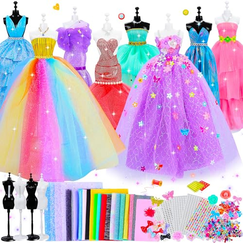 GOLMUD 1000+ Fashion Designer Kit for Girls, Sewing Kit with 4 Mannequins, DIY Art & Craft Activity for Kids, Girl Toys for Age 3 4 5 6 7 8 9 10 11 12+ Year Old Gifts