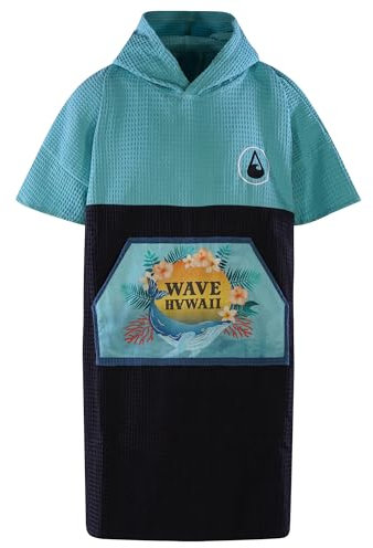 WAVE HAWAII Bade-Poncho Damen & Herren Pahoa, Größe L/XL, 170-200cm, 100% Baumwolle Surf-Poncho Erwachsene, Travel-Handtuch mit hoher Wasserabsorption, Umziehhilfe Strand Erwachsene