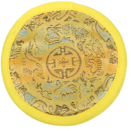 Handgenähtes Klangschalenpad aus Baumwollstoff in Gelb Tragbare Buddhistische Klangschalenmatte für Meditation und Klangschalenunterlage 1 Stück
