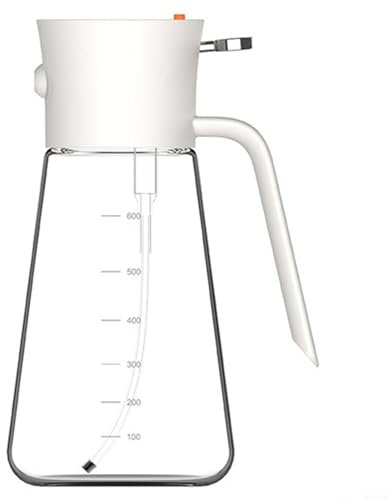 Botella pulverizadora de aceite, botella pulverizadora de aceite 2 en 1, dispensador de botellas de vinagre para hornear, barbacoa, freidora de cocina para aderezo, plancha (blanco)
