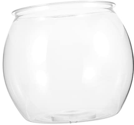 qiqiaollo Fischvase, Schüssel, Aquarium, transparent, Goldfischglas, Zierbecken, rund, Kunststoff, Büro, Terrarium, Terrarienschale/356