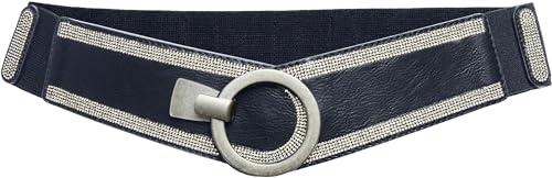 Caspar GU315 Damen elastischer breiter Glitzer Strass Taillengürtel