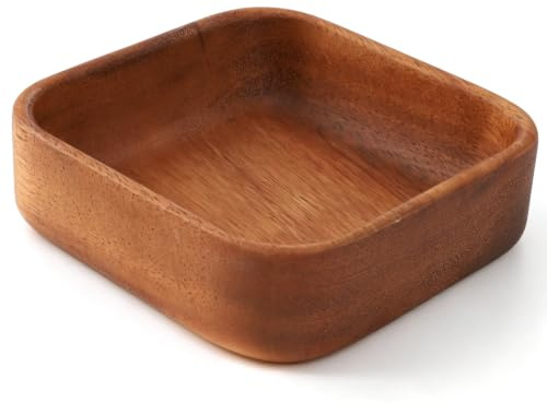Cyrank Wooden Salad Bowl, Fruit Snack Plate Bowl Extra Large Salad Bowl Wood Popcorn Bowls Fruit Bowl for Kitchen Counter for Dessert (Square)