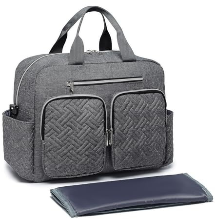 Kono Baby Changing Bag, Multifunction Nappy Bags with Portable Changing Mat, Hospital Maternity Tote, Diaper Messenger with Stroller Straps and Insulated Pockets, for Mum and Dad