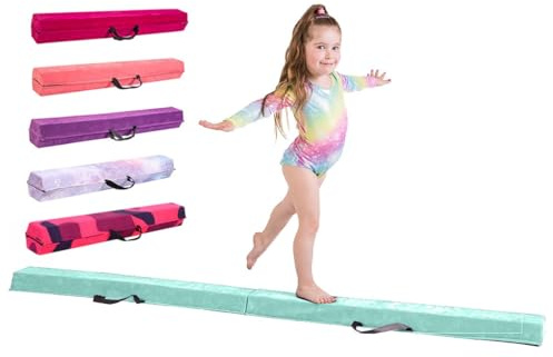 Schwebebalken für zuhause – Größen 210/240/270/300 cm - Erstaunliche Balance-Ausrüstung für Kinder zu Hause – Wildlederimitat, hochdichter EVA-Schaum – Lernkarten, Tragegurte, Tragetasche