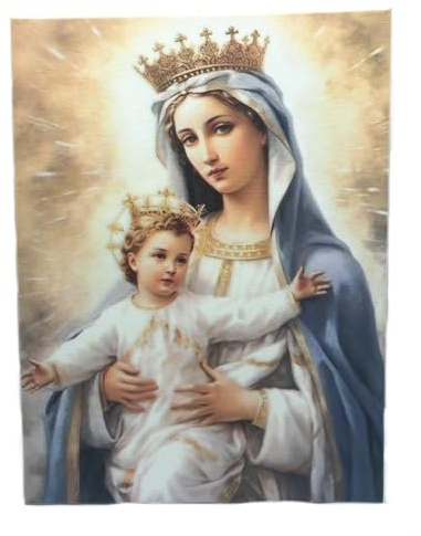 Generisch Kunstdruck auf Leinwand, Bild der Madonna mit Kind, 30 x 40 cm, Rahmen aus Holz, gemaltes Aussehen, hergestellt in Italien, Wandbild für Wohnzimmer, Heimbüro
