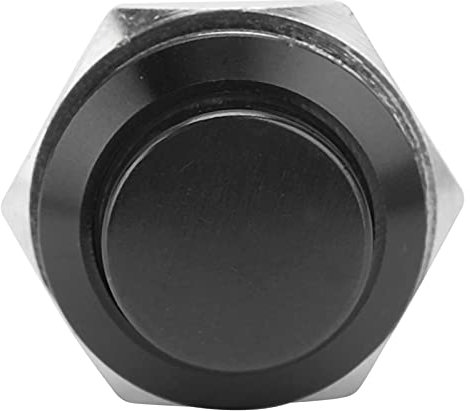 Risegun Interruttore a pulsante in metallo, impermeabile, in acciaio inossidabile, autoresettante, normalmente aperto, 16 mm, 220 V (nero)