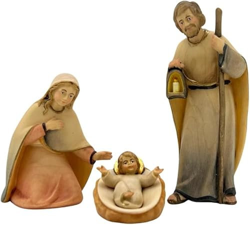 Akantus Licht Krippenfiguren aus Holz: Heilige Familie (12 cm)