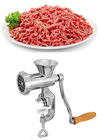 Tyenaza Manual Meat Grinder, Aluminum Alloy Hand Crank Meat Vegetable Grinding Machine for Home Kitchen Grinding Meat Spices Vegetables
