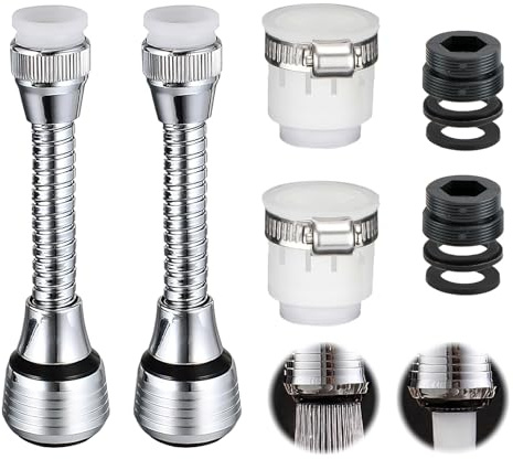 2 Pcs Kitchen Tap Spray Head, Movable Kitchen Sink Tap Spray Head Faucet Sprayer Attachment with Adjustable Faucet Extender Flexible 2 Modes Tap Aerator Filter Nozzle Anti-Splash for Bathrooms