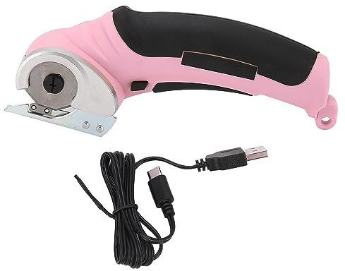 Ciseaux électriques sans Fil, Couteau Rotatif 4 V pour Boîte en Carton, Ciseaux en Tissu Robustes avec Verrouillage de sécurité, Faciles à Tenir pour la Coupe du Plastique (Rose)