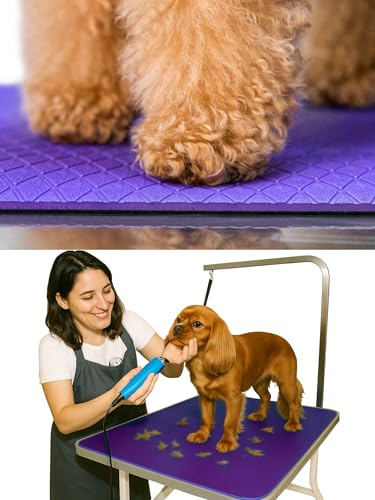 Seagull Multipurpose Foam Rubber Pet Grooming Table Mat 24 x 36 Inch Dog Grooming Mat for Table Cat Grooming Mat Dog Bath Mat Pet Vet Mat Non Slip Soft Waterproof Purple