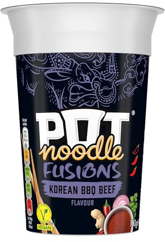 Pot Noodle Fusions Korean BBQ Beef Instant Snack vegan* quick to make noodles Instant Noodle 8x 100 g
