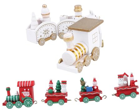 HEMOTON 2 Stück Weihnachtszug Weihnachten Weihnachtsschmuck Weihnachtsdekoration Mini Ornamente Dorf Weihnachtsbedarf Weihnachtsbaumzug Die Holzschmuck Dekorationen Aus Holz Hölzern