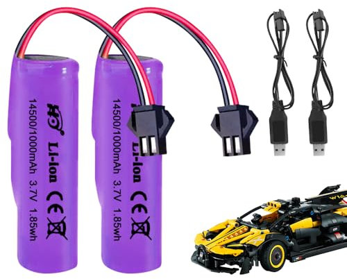 CLIUNT 3.7V RC Akku, 2pcs 1000mah Wiederaufladbare Lithium-Ionen SM-2P Akku mit USB-Ladekabel, RC Rechargeable Battery Für RC Fahrzeuge, Boote, Panzer, Auto, Roboter, Stunt Car