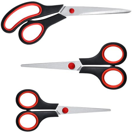 Scissors,3pcs Multipurpose Scissors with Sharp 2mm Thick Blades, Comfort-Grip Handles,tainless Steel Cutting for Paper and Tapes Heavy Duty for Home Offices Schools