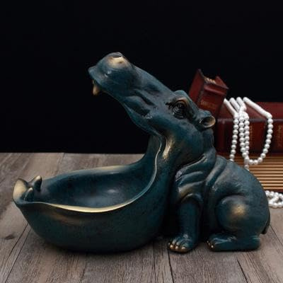 key Home Decor Resin Hippo Candy Dish 8in Wide Mouth Funny Jewelry Tray Key Fob Halloween Weird Gift