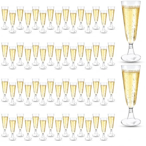 lafo Set med 60 återanvändbara plast champagneglas - 160 ml - För bröllop, årsdag, ölfest