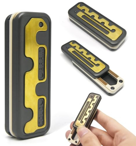 HIDEDC Small Snake Fidget Slider - Machanical Haptic Slider with Retchet-Like Sound & Vibration Feedback, Portable EDC Fidget Toys for Adults, Gadgets for Men (Black/Gold)