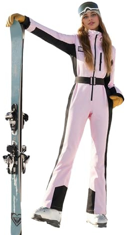 Womens Snow Suits One Piece,Winter Waterproof Windproof Cute Ski Suit,Underarm Vent Ski Jumpsuit Women for Snowboarding Snowmobile