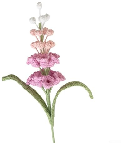 Honseadek Bouquet de jacinthe en fil de coton tissé à la main – Fleurs artificielles colorées pour décoration d'intérieur, accent floral au crochet nécessitant peu d'entretien, artisanat robuste (rose