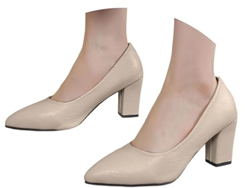 Traditional Shoes Pumps Women's Oktoberfest Block Heel Classic Office High Heels Party Dance Clip Shoes Elegant and Comfortable Balerina Shoes Dance Shoes Leisure Wedge Pumps, O khaki., 8 UK