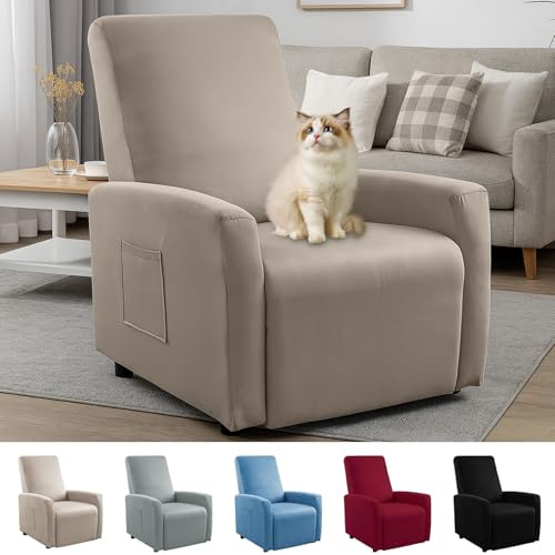 YuLiMirich wasserdichte Sessel Überzug Stretch, Stretch Relaxsessel Bezüge, Sesselschoner mit Taschen Wohnzimmer, Elastisch Sesselbezug für Fernsehsessel Liege Sessel