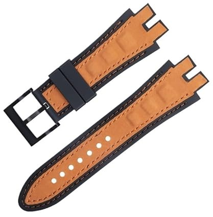 dongriuk Klockarmband i matt mockaläder för Roger Dubuis EXCALIBUR King med mjuk gummibas(Orangeb a)