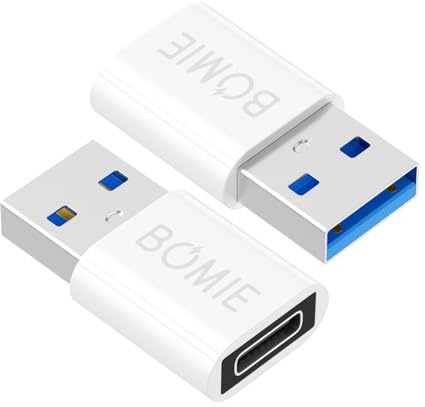 BOMIE USB to USB C Adapter 2 Pack,5Gbps USB C Female to USB-A Male Adaptor | 3A Fast Charging and Data Transfer Compatible with Phone 15/16/17 Pro Max,Pad Pro,G-alaxy,Smartphone,Laptop,Tablet